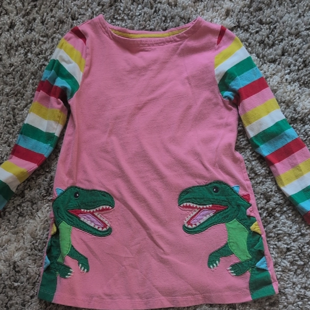 Mini Boden Pink Dinosaur Long Sleeve Shirt